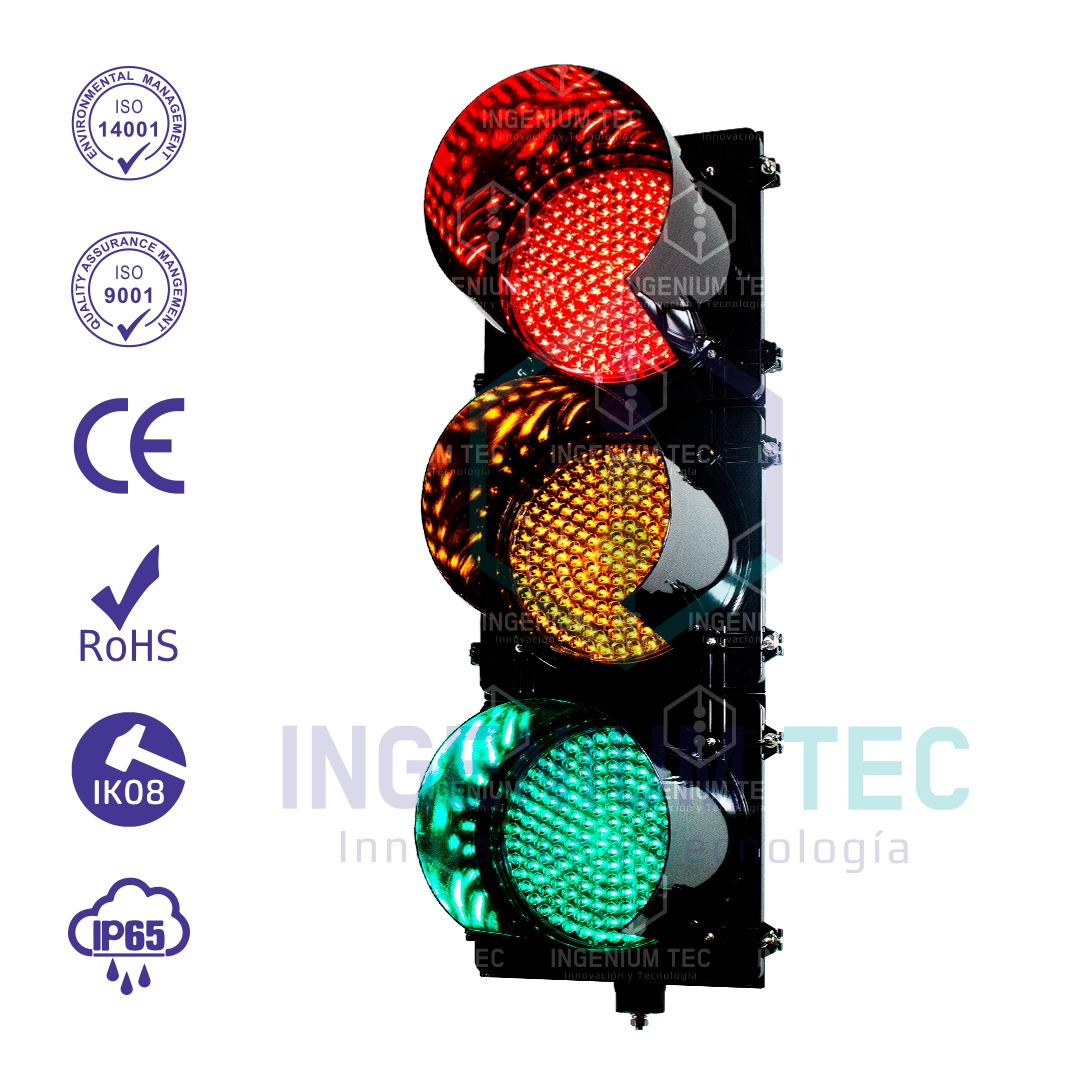 Semáforo Vehicular 1C/3L de 300mm Modelo Fresnel